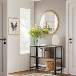 VASAGLE Konsolentisch »LNT81BX LNT081B02«, Flurtisch mit 2 Gitterablagen, Beistelltisch, Sideboard, Wohnzimmer, Flur, schmal, vintage Greige-schwarz -Vasagle Auslauf Geschäft 7785866c d1cd 4aee aa8e f68c269101b4