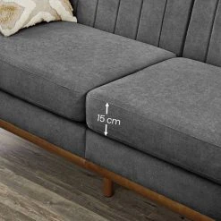 VASAGLE 3-Sitzer »LCS030«, Couch für Wohnzimmer, Beine aus Massivholz, Mid-Century Stil, 191 x 80,5 x 86 cm Beige, Grau -Vasagle Auslauf Geschäft 783c0e63 b06f 417c 8f0a 5548ebab1d3e