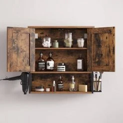 VASAGLE Hängeschrank »BBK123B01« Wandschrank mit 2 Türen, verstellbar, mit Haartrocknerhalter, Industrie-Design, vintage -Vasagle Auslauf Geschäft 7a816f32 1751 4865 9cab 192f00fb491a