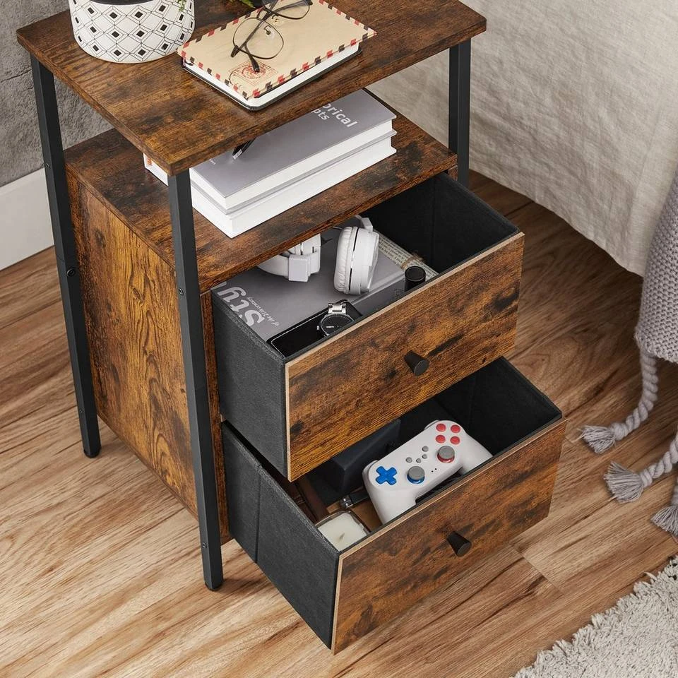 VASAGLE Nachttisch »LET521B01«, Beistelltisch, mit 2 Schubladen, Industrie-Design, vintage 6 VASAGLE Nachttisch »LET521B01«, Beistelltisch, mit 2 Schubladen, Industrie-Design, vintage – Bild 4