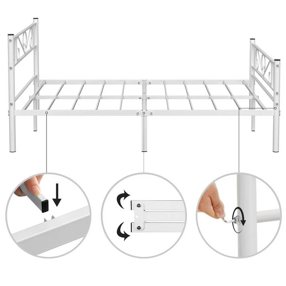 VASAGLE Metallbett »RMB061 RMB063«, Einzelbett, Doppelbett, mit Lattenrost und Bettgestell, für kleine Räume, Gästebett Schwarz, Weiß 26 VASAGLE Metallbett »RMB061 RMB063«, Einzelbett, Doppelbett, mit Lattenrost und Bettgestell, für kleine Räume, Gästebett Schwarz, Weiß – Bild 26