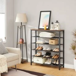 VASAGLE Schuhregal »LBS14 LBS15 LBS016«, Schuhablage mit Gitterebenen und großzügiger Oberfläche für Taschen, Metall, unterschiedliche Höhen, vintage Greige -Vasagle Auslauf Geschäft 7d3099b3 873b 4556 bca6 9fb7364d9714