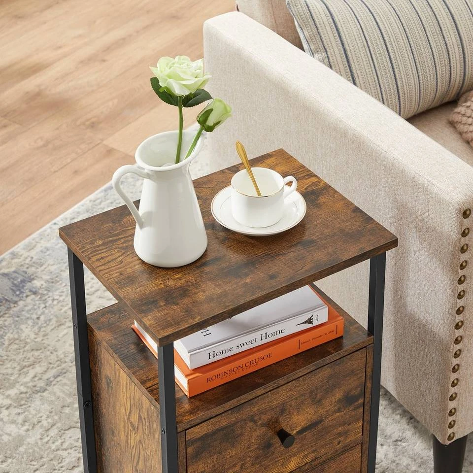 VASAGLE Nachttisch »LET521B01«, Beistelltisch, mit 2 Schubladen, Industrie-Design, vintage 4 VASAGLE Nachttisch »LET521B01«, Beistelltisch, mit 2 Schubladen, Industrie-Design, vintage – Bild 2