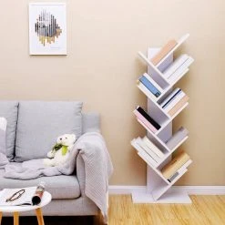 VASAGLE Bücherregal »LBC11BX LBC11WTV1«, Standregal mit 8 Ebenen, in Baumform, für Wohnzimmer, Homeoffice und Büro Vintage, Weiß