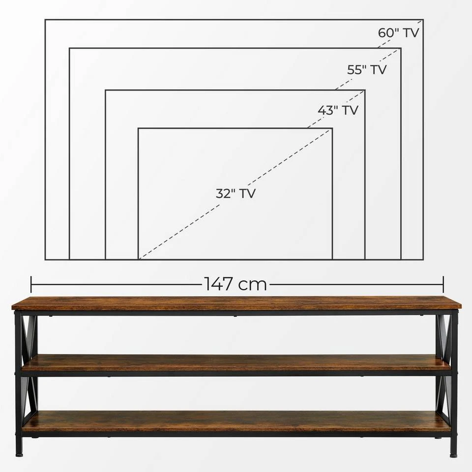 VASAGLE Lowboard »LTV100B01«, TV-Regal, TV-Schrank für Fernseher bis zu 65 Zoll, X-förmige Streben, Schuhregalev 9 VASAGLE Lowboard »LTV100B01«, TV-Regal, TV-Schrank für Fernseher bis zu 65 Zoll, X-förmige Streben, Schuhregalev – Bild 7