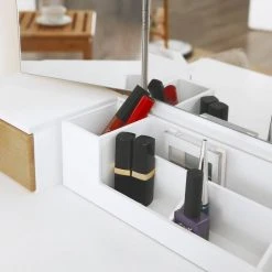 VASAGLE Schminktisch »RDT28K RDT28WT«, Frisiertisch, Kosmetiktisch mit Klappspiegel und 5 Schubladen, mit Hocker Natur, Wei&szlig; -Vasagle Auslauf Geschäft 7f19c94a 3867 4a3b b9ec eea26e7739fc