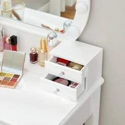 VASAGLE Schminktisch »RDT151W01«, Frisiertisch, Kosmetiktisch, mit 10 dimmbare Glühbirnen, gepolsterter Hocker -Vasagle Auslauf Geschäft 7f1af0da a287 435d a40a 77277801fde6