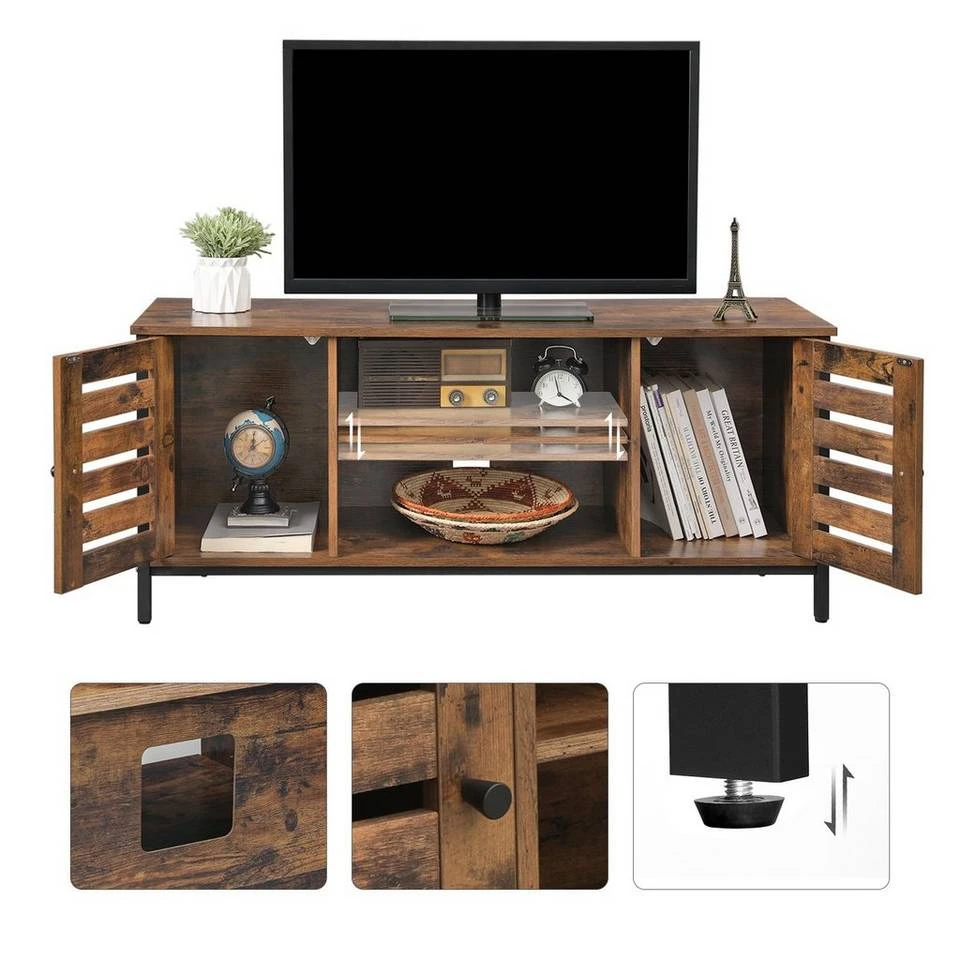 VASAGLE Lowboard »LTV43BX / MB«, TV-schrank, Fernsehtisch, mit 2 Schränken und 2 Regalebenen, 110 x 40 x 50 cm, Industrie-Design Greige-Schwarz, Vintage 6 VASAGLE Lowboard »LTV43BX / MB«, TV-schrank, Fernsehtisch, mit 2 Schränken und 2 Regalebenen, 110 x 40 x 50 cm, Industrie-Design Greige-Schwarz, Vintage – Bild 4