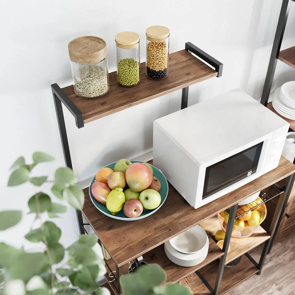 VASAGLE Standregal »KKS035/35«, Küchenregal mit Metallkorb, 6 S-Haken und Regalablagen, 90 x 40 x 132 cm, Industrie-Design Haselnussbraun-schwarz, Greige-schwarz, Vintage 7 VASAGLE Standregal »KKS035/35«, Küchenregal mit Metallkorb, 6 S-Haken und Regalablagen, 90 x 40 x 132 cm, Industrie-Design Haselnussbraun-schwarz, Greige-schwarz, Vintage – Bild 5