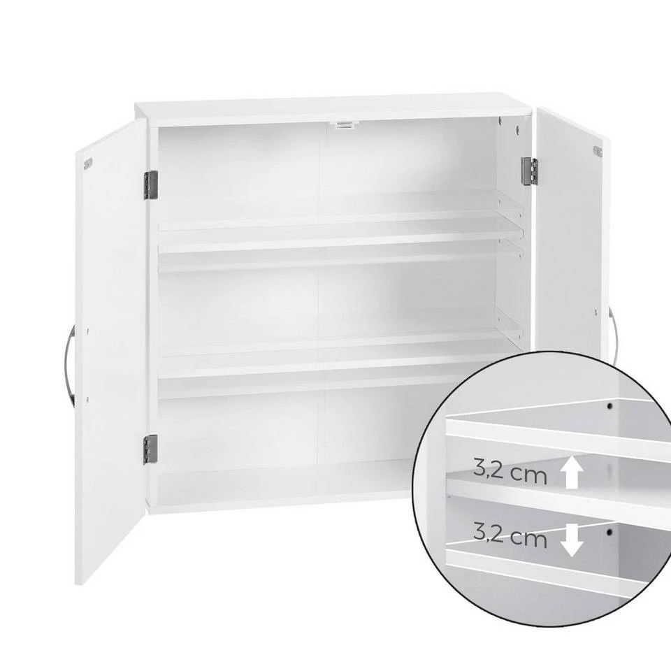 VASAGLE Hängeschrank »BBC320W01« Badezimmerschrank Wandschrank Aufbewahrungsschrank mattweiß 11 VASAGLE Hängeschrank »BBC320W01« Badezimmerschrank Wandschrank Aufbewahrungsschrank mattweiß – Bild 9