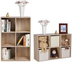 VASAGLE Raumteiler »LBC203 LBC24«, Würfelregal, Bücherschrank, freistehend, als Dekoration, Wohnzimmer, Schlafzimmer, Kinderzimmer Eiche Hell, Wei&szlig;, Vintage -Vasagle Auslauf Geschäft 89de2342 2aa1 4e0a 8409 b0c00fdefbf0