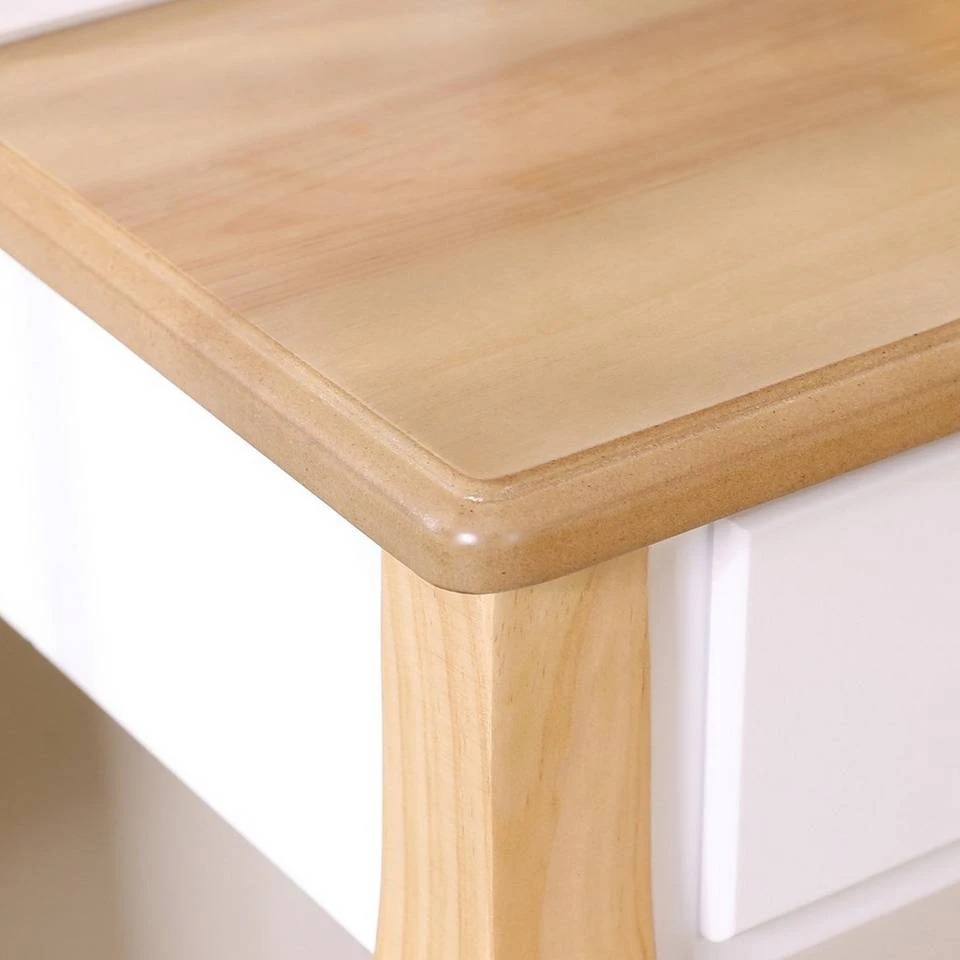 VASAGLE Schminktisch »RDT25WT/BK/K«, Frisiertisch, Kosmetiktisch, mit Spiegel ohne Rahmen, Polsterhocker, Massivholzbeinen Schwarz, Weiß-Natur, Weiß 9 VASAGLE Schminktisch »RDT25WT/BK/K«, Frisiertisch, Kosmetiktisch, mit Spiegel ohne Rahmen, Polsterhocker, Massivholzbeinen Schwarz, Weiß-Natur, Weiß – Bild 7