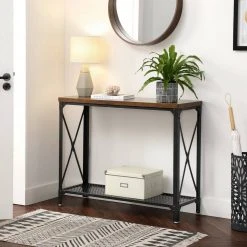 VASAGLE Konsolentisch »LNT088B01 LNT100B01«, Beistelltisch, Flurtisch, Sofatisch, 100 x 35 x 80 cm, für Wohnzimmer, Flur, vintagebraun-schwarz -Vasagle Auslauf Geschäft 8dbf05b4 8778 4aba afb9 58ca739253ec