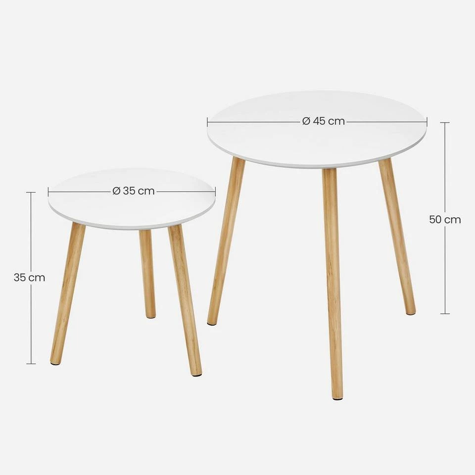 VASAGLE Beistelltisch »LET07WN«, Beistelltisch-Set rund, Sofatische, Couchtische, weiß 11 VASAGLE Beistelltisch »LET07WN«, Beistelltisch-Set rund, Sofatische, Couchtische, weiß – Bild 9