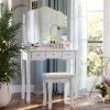 VASAGLE Schminktisch »RDT28K RDT28WT«, Frisiertisch, Kosmetiktisch mit Klappspiegel und 5 Schubladen, mit Hocker Natur, Wei&szlig; -Vasagle Auslauf Geschäft 90a74888 e217 4905 b86f ff1a4737d733