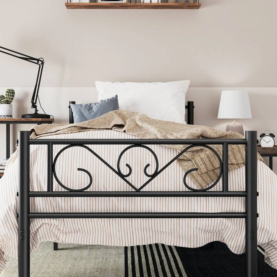 VASAGLE Metallbett »RMB061 RMB063«, Einzelbett, Doppelbett, mit Lattenrost und Bettgestell, für kleine Räume, Gästebett Schwarz, Weiß 13 VASAGLE Metallbett »RMB061 RMB063«, Einzelbett, Doppelbett, mit Lattenrost und Bettgestell, für kleine Räume, Gästebett Schwarz, Weiß – Bild 13