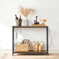 VASAGLE Konsolentisch »LNT088B01 LNT100B01«, Beistelltisch, Flurtisch, Sofatisch, 100 x 35 x 80 cm, für Wohnzimmer, Flur, vintagebraun-schwarz -Vasagle Auslauf Geschäft 91afe006 dcc9 4fdb bc6a be7b56e2281a