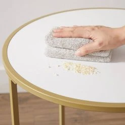 VASAGLE Beistelltisch »LET282A10«, Nachttisch, rund, mit Oberfläche aus Holzspanplatte und goldfarbenem Metallrahmen, weiß-goldfarben -Vasagle Auslauf Geschäft 92a568ca d4f1 411d a62f bc10fc5b6ee8