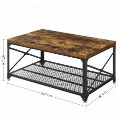 VASAGLE Couchtisch »LCT070B01«, Sofatisch mit Gitterablage, Stahlgestell mit seitlichen X-Streben, bis 50 kg belastbar, stabil, vintage -Vasagle Auslauf Geschäft 93046d71 79f4 4515 88cb 1882fd531e12