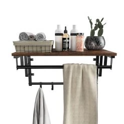 VASAGLE Wandgarderobe »LCR12BX LCR11BX«, Wandregal mit 5 Haken und Ablage, vintage -Vasagle Auslauf Geschäft 974e54a5 b8da 47a3 9874 b30a0d754662