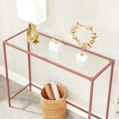 VASAGLE Konsolentisch »LGT26G LGT026A02 LGT026B01«, Beistelltisch, Sofatisch stabil, Glastisch, Wohnzimmer Ros&eacute;gold, Goldfarben, Schwarz -Vasagle Auslauf Geschäft 9757abf9 edc6 4c69 acb1 787d25287672