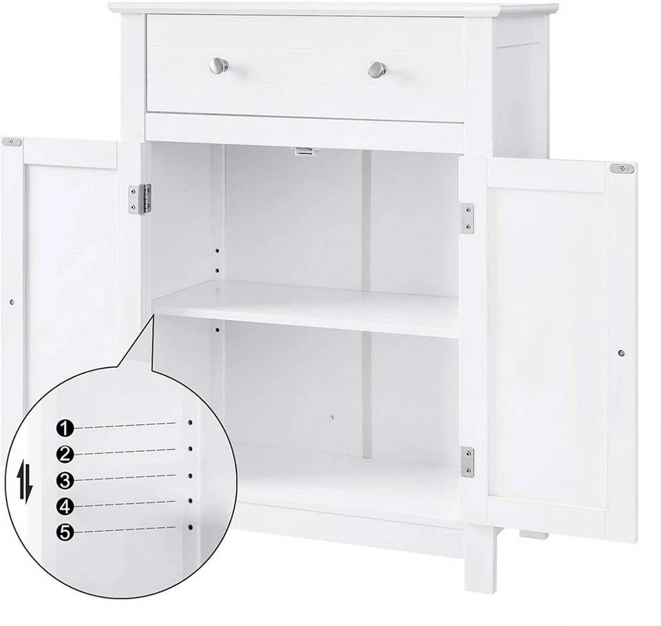 VASAGLE Badkommode »BBC61«, Badezimmerschrank, mit Schublade und verstellbarem Zwischenfach, Landhausstil, 60 x 30 x 80 cm, weiß 10 VASAGLE Badkommode »BBC61«, Badezimmerschrank, mit Schublade und verstellbarem Zwischenfach, Landhausstil, 60 x 30 x 80 cm, weiß – Bild 8