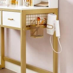 VASAGLE Schminktisch »RVT014A10 RVT014B01«, Frisiertisch, Kosmetiktisch mit Hocker, 10 LED-Glühbirnen, einstellbare Helligkeit Vintagebraun-Schwarz, Weiß-gold 33 VASAGLE Schminktisch »RVT014A10 RVT014B01«, Frisiertisch, Kosmetiktisch mit Hocker, 10 LED-Glühbirnen, einstellbare Helligkeit Vintagebraun-Schwarz, Weiß-gold -Vasagle Auslauf Geschäft 98c32175 3602 4d98 9a73 0afb1bfad8eb