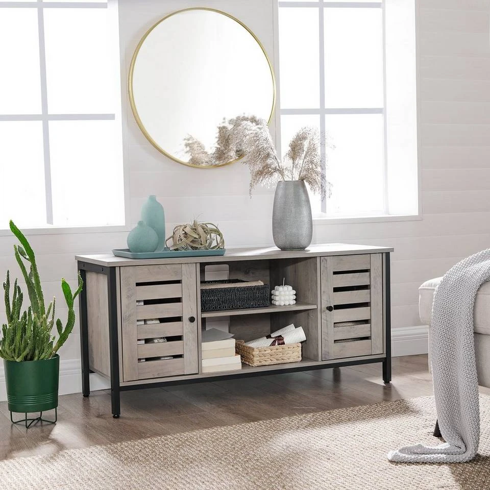 VASAGLE Lowboard »LTV43BX / MB«, TV-schrank, Fernsehtisch, mit 2 Schränken und 2 Regalebenen, 110 x 40 x 50 cm, Industrie-Design Greige-Schwarz, Vintage 11 VASAGLE Lowboard »LTV43BX / MB«, TV-schrank, Fernsehtisch, mit 2 Schränken und 2 Regalebenen, 110 x 40 x 50 cm, Industrie-Design Greige-Schwarz, Vintage – Bild 9