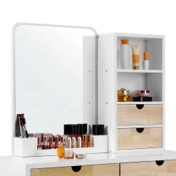 VASAGLE Schminktisch »RDT32K«, Frisiertisch, Kosmetiktisch mit Hocker, 4 Schubladen, weiß-naturfarben 12 VASAGLE Schminktisch »RDT32K«, Frisiertisch, Kosmetiktisch mit Hocker, 4 Schubladen, weiß-naturfarben -Vasagle Auslauf Geschäft 9b13dbc2 fa1e 4d12 a60d aed3a58f19a7