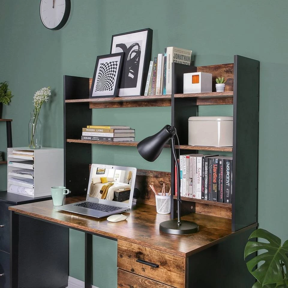 VASAGLE Computertisch »LWD65X«, Schreibtisch mit Regalaufsatz, mit Schrank und Schublade, vintagebraun-schwarz 6 VASAGLE Computertisch »LWD65X«, Schreibtisch mit Regalaufsatz, mit Schrank und Schublade, vintagebraun-schwarz – Bild 4