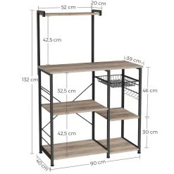 VASAGLE Standregal »KKS035/35«, Küchenregal mit Metallkorb, 6 S-Haken und Regalablagen, 90 x 40 x 132 cm, Industrie-Design Haselnussbraun-schwarz, Greige-schwarz, Vintage 53 VASAGLE Standregal »KKS035/35«, Küchenregal mit Metallkorb, 6 S-Haken und Regalablagen, 90 x 40 x 132 cm, Industrie-Design Haselnussbraun-schwarz, Greige-schwarz, Vintage -Vasagle Auslauf Geschäft 9cbff76d 998b 4332 94be 58e91fe22be3
