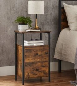 VASAGLE Nachttisch »LET521B01«, Beistelltisch, mit 2 Schubladen, Industrie-Design, vintage