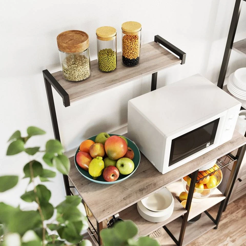 VASAGLE Standregal »KKS035/35«, Küchenregal mit Metallkorb, 6 S-Haken und Regalablagen, 90 x 40 x 132 cm, Industrie-Design Haselnussbraun-schwarz, Greige-schwarz, Vintage 25 VASAGLE Standregal »KKS035/35«, Küchenregal mit Metallkorb, 6 S-Haken und Regalablagen, 90 x 40 x 132 cm, Industrie-Design Haselnussbraun-schwarz, Greige-schwarz, Vintage – Bild 23