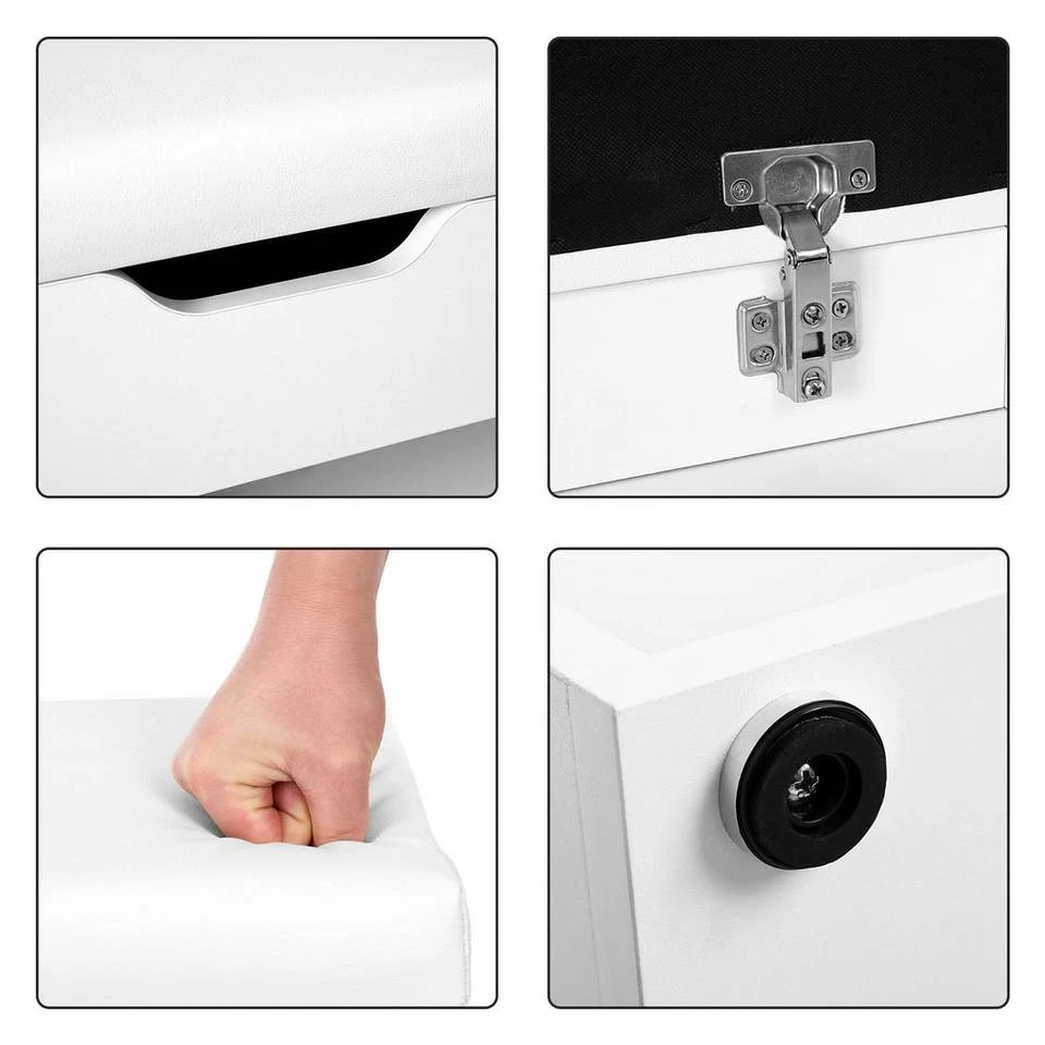 VASAGLE Schuhbank »LHS20WT«, Schuhregal mit Klappdeckel und gepolstertem Sitzbank, mit 2 Fächern, 60 x 30 x 44 cm 6 VASAGLE Schuhbank »LHS20WT«, Schuhregal mit Klappdeckel und gepolstertem Sitzbank, mit 2 Fächern, 60 x 30 x 44 cm – Bild 4