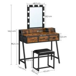VASAGLE Schminktisch »RVT015B01«, Frisiertisch, Kosmetiktisch, mit Hocker und Spiegel, 10 LED-Glühbirnen, vintage 19 VASAGLE Schminktisch »RVT015B01«, Frisiertisch, Kosmetiktisch, mit Hocker und Spiegel, 10 LED-Glühbirnen, vintage -Vasagle Auslauf Geschäft a15a17f6 fabf 4f76 a5c3 d6b8424a1dc9