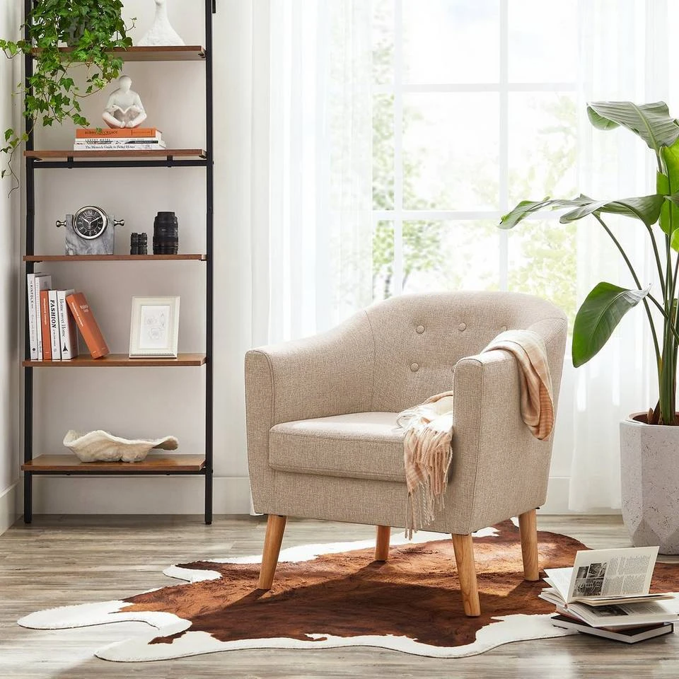 VASAGLE Relaxliege »LAC005G01 LAC005M01«, Loungesessel, mit Sitzkissen, Beine aus Massivholz, modern, für Wohnzimmer, Büro Beige, Grau 11 VASAGLE Relaxliege »LAC005G01 LAC005M01«, Loungesessel, mit Sitzkissen, Beine aus Massivholz, modern, für Wohnzimmer, Büro Beige, Grau – Bild 10