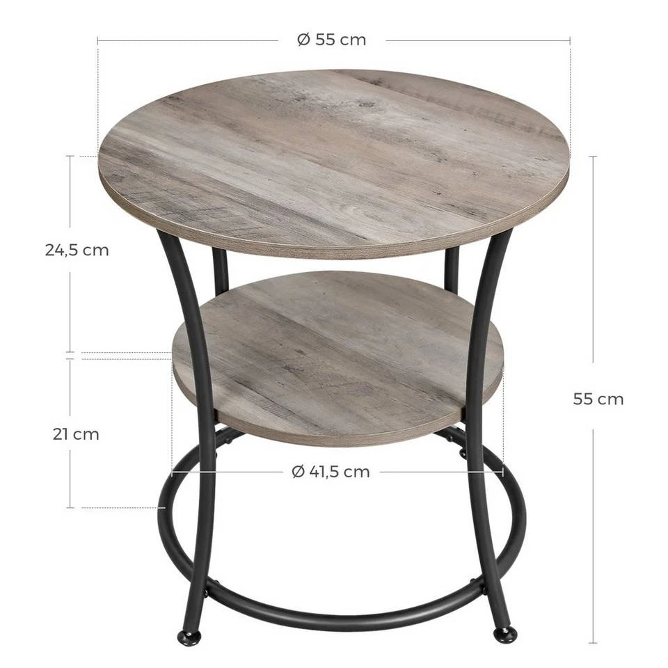 VASAGLE Beistelltisch »LET56BX«, Beistelltisch rund, Sofatisch, 2 Ablagen, vintage Greige 15 VASAGLE Beistelltisch »LET56BX«, Beistelltisch rund, Sofatisch, 2 Ablagen, vintage Greige – Bild 13