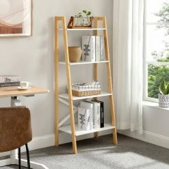 VASAGLE Standregal »LLS200N01 LLS200W01«, Bücherregal, Leiterregal mit 4 Ebenen Natur, Wei&szlig; -Vasagle Auslauf Geschäft a2f82a94 246d 4d5d 96ef 0ffbf3c2a169