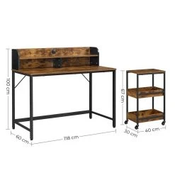 VASAGLE Computertisch »LWD066B01«, Schreibtisch mit Monitorständer, 3-stöckiger Rollwagen, Stahlrahmen, Industriestil, vintage -Vasagle Auslauf Geschäft a4b1386e b9f9 49f0 b6b6 8d4f3405006b