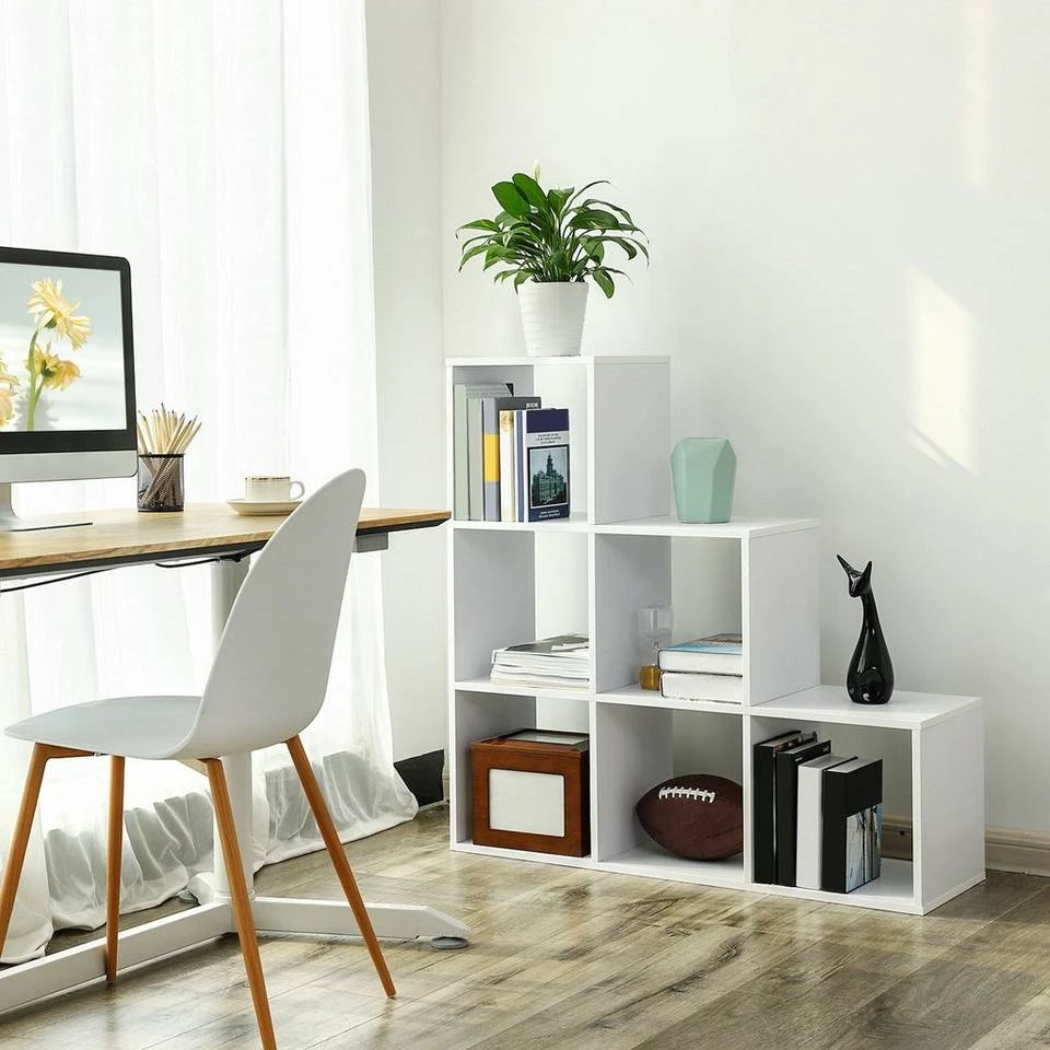 VASAGLE Raumteiler »LBC10 LBC63«, Bücherregal, Würfelregal, Leiterregal, Treppenregal, freistehend, für Büro, Wohnzimmer, Schlafzimmer Vintage, Weiß 13 VASAGLE Raumteiler »LBC10 LBC63«, Bücherregal, Würfelregal, Leiterregal, Treppenregal, freistehend, für Büro, Wohnzimmer, Schlafzimmer Vintage, Weiß – Bild 11