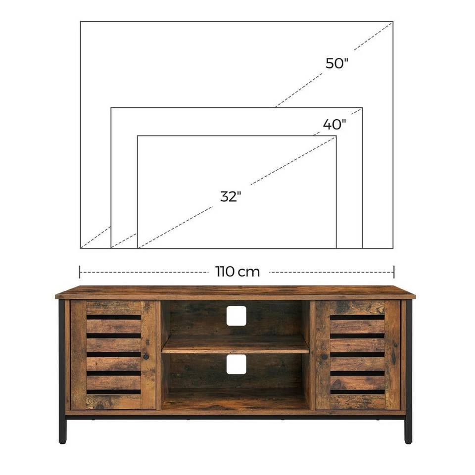VASAGLE Lowboard »LTV43BX / MB«, TV-schrank, Fernsehtisch, mit 2 Schränken und 2 Regalebenen, 110 x 40 x 50 cm, Industrie-Design Greige-Schwarz, Vintage 7 VASAGLE Lowboard »LTV43BX / MB«, TV-schrank, Fernsehtisch, mit 2 Schränken und 2 Regalebenen, 110 x 40 x 50 cm, Industrie-Design Greige-Schwarz, Vintage – Bild 5