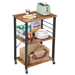 VASAGLE Servierwagen »KKS60XV1«, Küchenwagen, Rollwagen, Standregal mit 3 Regalböden, mit 6 Haken, vintage -Vasagle Auslauf Geschäft a876cdc4 6ab7 4f8a 95a8 17a7b191e01a