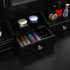 VASAGLE Schminktisch »RDT60WT RDT60BK«, Frisiertisch, Kosmetiktisch mit 3-teiliger Klappspiegel,mit Hocker Schwarz, Weiß 32 VASAGLE Schminktisch »RDT60WT RDT60BK«, Frisiertisch, Kosmetiktisch mit 3-teiliger Klappspiegel,mit Hocker Schwarz, Weiß -Vasagle Auslauf Geschäft a90aebd6 0061 4cf2 8003 01b0b06714a9