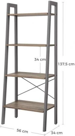VASAGLE Standregal »LLS44MG LLS44X LLS45X«, Bücherregal, Leiterregal mit 4 Ebenen, vintage Grau 38 VASAGLE Standregal »LLS44MG LLS44X LLS45X«, Bücherregal, Leiterregal mit 4 Ebenen, vintage Grau -Vasagle Auslauf Geschäft a96fcf65 3815 401d af5b a2cdfceb2776