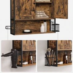 VASAGLE Hängeschrank »BBK123B01« Wandschrank mit 2 Türen, verstellbar, mit Haartrocknerhalter, Industrie-Design, vintage -Vasagle Auslauf Geschäft a995d5da 835a 459a 881f d75d9372384c