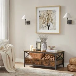 VASAGLE Couchtisch »LCT201B01«, Wohnzimmertisch, Sofatisch, mit Schubladen, X-förmige Streben, vintage -Vasagle Auslauf Geschäft aec02e27 adba 4c8c 8b16 21ce28809fd5