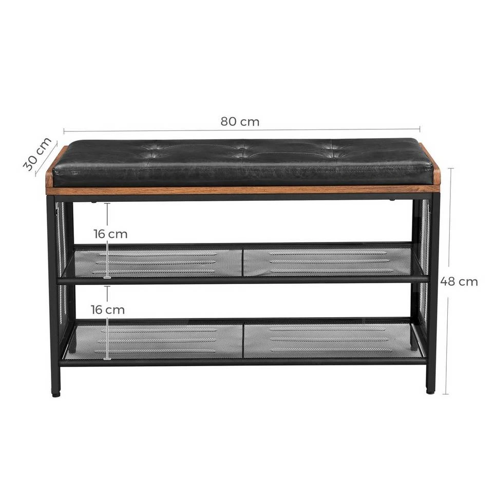 VASAGLE Schuhbank »LBS75X«, Schuhregal, schwarzes Kunstleder, 80 x 30 x 48 cm (L x B x H) 8 VASAGLE Schuhbank »LBS75X«, Schuhregal, schwarzes Kunstleder, 80 x 30 x 48 cm (L x B x H) – Bild 6