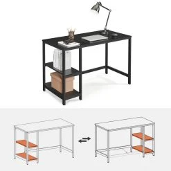 VASAGLE Computertisch »LWD047B16«, Schreibtisch, PC-Tisch, mit 2 Ablagen, für Büro, Wohnzimmer, schwarz -Vasagle Auslauf Geschäft b1878cfb 4d3f 4e14 8157 2f18c1fe7df6