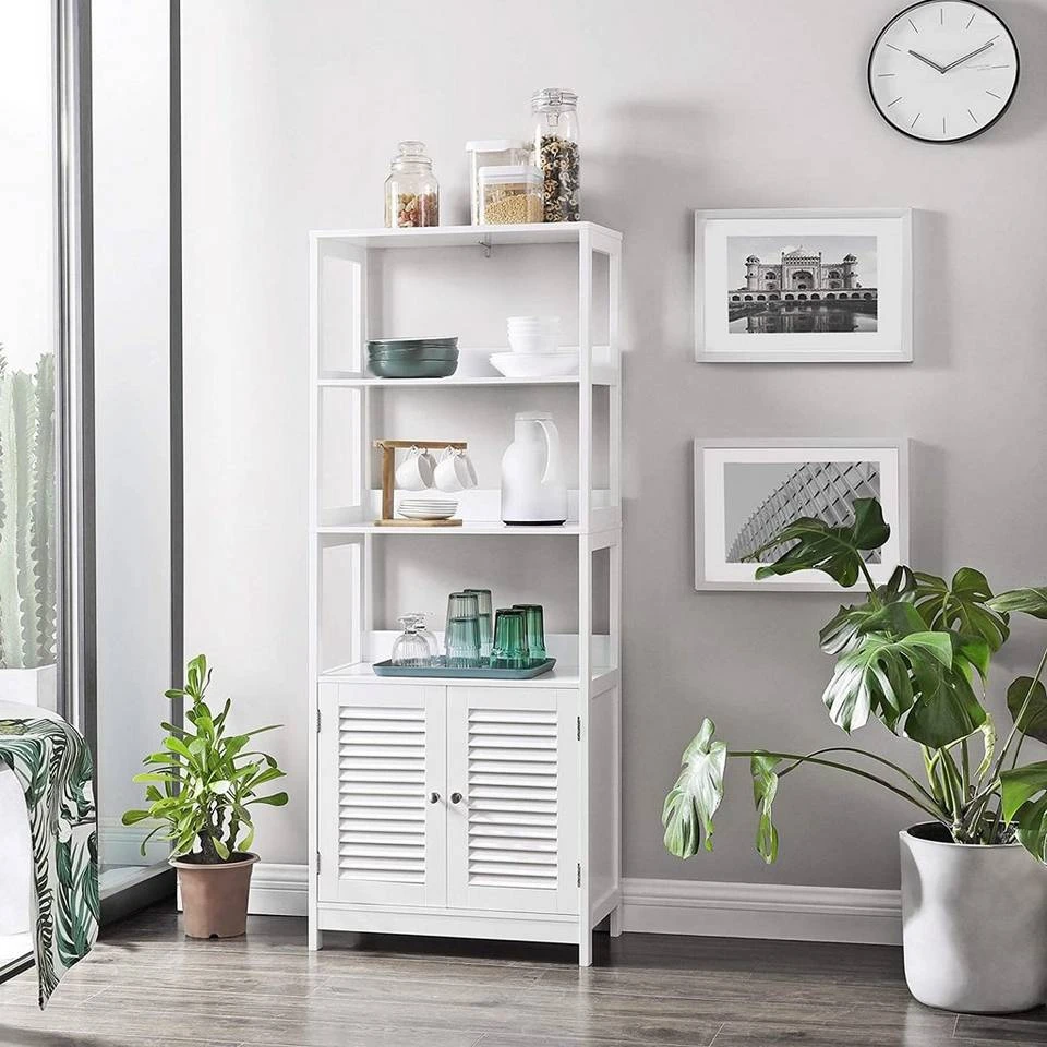 VASAGLE Badkommode »BBC82WT«, Badschrank, Bücherregal, 60 x 32,5 x 154 cm, mattweiß 4 VASAGLE Badkommode »BBC82WT«, Badschrank, Bücherregal, 60 x 32,5 x 154 cm, mattweiß – Bild 2