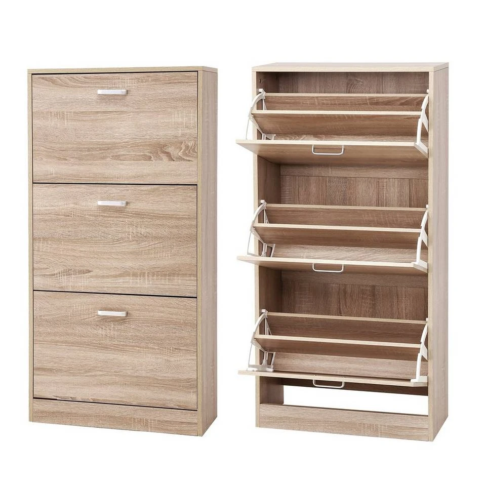 VASAGLE Schuhschrank »LBC03« Schuhregal mit 3 Klappen und Ebenen, perfekt für schmale Flure, 60 x 24 x 120 cm (L x B x H) Eichenfarben, Vintage, Weiß 12 VASAGLE Schuhschrank »LBC03« Schuhregal mit 3 Klappen und Ebenen, perfekt für schmale Flure, 60 x 24 x 120 cm (L x B x H) Eichenfarben, Vintage, Weiß – Bild 10